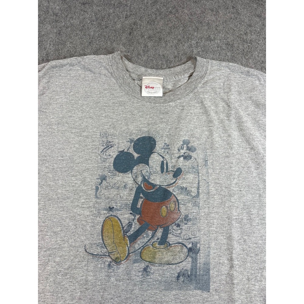 Disney Store Mickey Mouse Graphic T-Shirt Mens XL Gray Heather Vintage 90s Tee